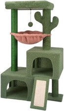37.4" Cactus Cat Tree Tower with Twin Cat Condos for Indoor Cats, All-in-One Act