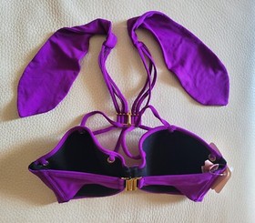 NWT Agent Provocateur Kimmi Bikini Top Orchid Purple Gold Detail Size 10D / 32D