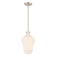 Designers Fountain Moonlight 1 Light Pendant, Nickel/Gloss Opal - D229M-9P-BN