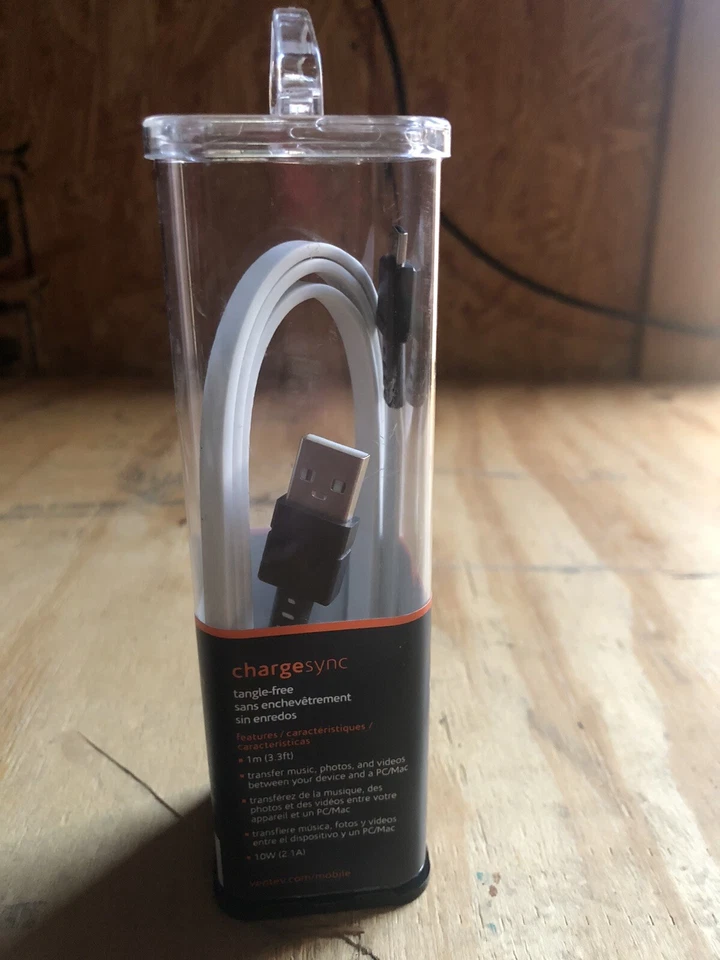 Ventev Chargesync Micro White USB Cable High Speed Sync Transfer Data Cord-3ft - Image 2 of 4