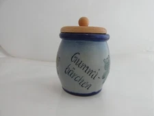Westerwalder Salt Glaze Pot Gummi-Barchen Gummy Bear Crock Lid Handmade Blue