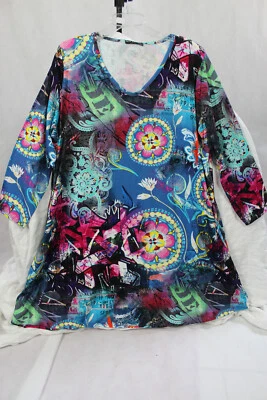 New Jersey mega Eyecatcher Tunika Shirt Kleid A-Linie mit Taschen Gr. XXL, 44/46 - Bild 1 von 3