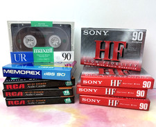 Mixed Lot of 9 Blank Audio Cassettes 90 Minutes Sony HF RCA Maxell New/Sealed