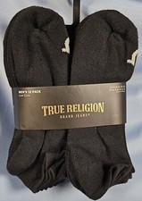 True Religion Low Cut Athletic Socks 10 Pk Black w/ Horseshoe Logo FREE SHIPPING