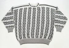 Rare Vintage ST. CROIX Knits Striped Sweater 90s Cosby Style Made In USA Gray XL
