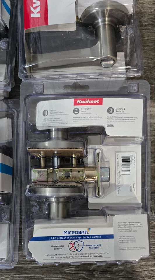 LOTE de 6 NUEVO Kwikset Hollis Redondo Rosa Privacidad Puerta Palanca Níquel Satinado Cama/Baño Foto 3 de 3