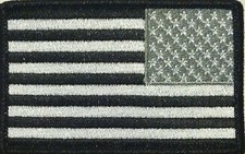 AMERICAN USA Flag Patch W/ VELCRO Brand Fastener Black, White Gray Version