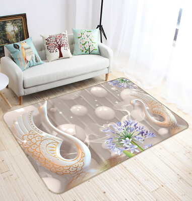 3D Swan Lily ZHUA1603 Game Non Slip Rug Mat Photo Carpet Zoe