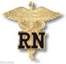 RN REGISTERED NURSE CADUCEUS EMBLEM MEDICAL UNIFORM COLLAR FIRE HEALTH BADGE PIN