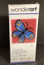 Wonderart Latch Hook Kit Blue and Yellow Butterfly 12"x12" New in Box 2019