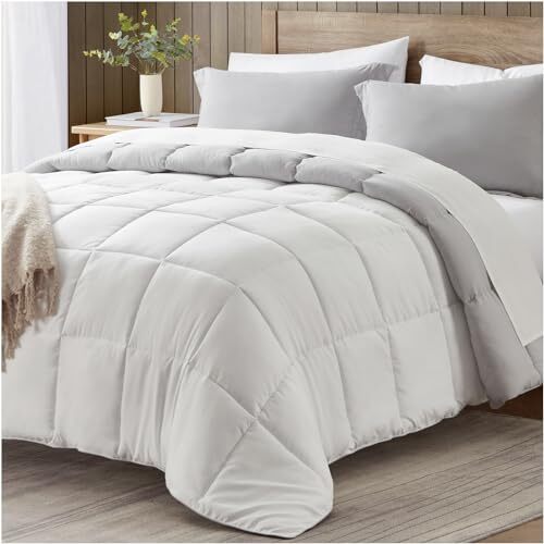 Comforter Set White Grey, Lightweight Comforters Size Full White/Light Grey