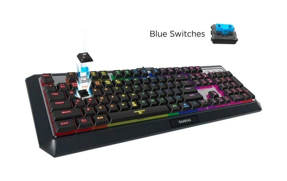 GAMDIAS Hermes P3 RGB Gaming Keyboard Low Profile Mechanical Switch with blue... - Image 3 of 4