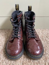 Dr. Martens Junior Boy/Girl 1460 Glitter Lace Up/Side Zip Boots Rose Brown US 12