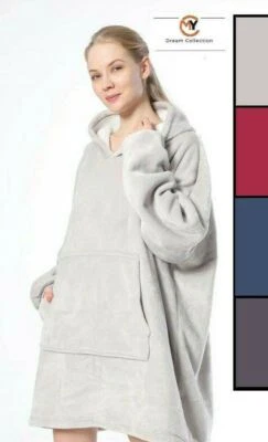 CMY Hoodie Blanket Reversible Oversized Ultra Plush Sherpa Giant Hooded Sweatshirt