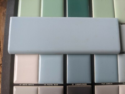 2 pcs American Olean Ceramic  Wall Tile 2x6'' Bullnose Pastel Blue  NEW Color 18