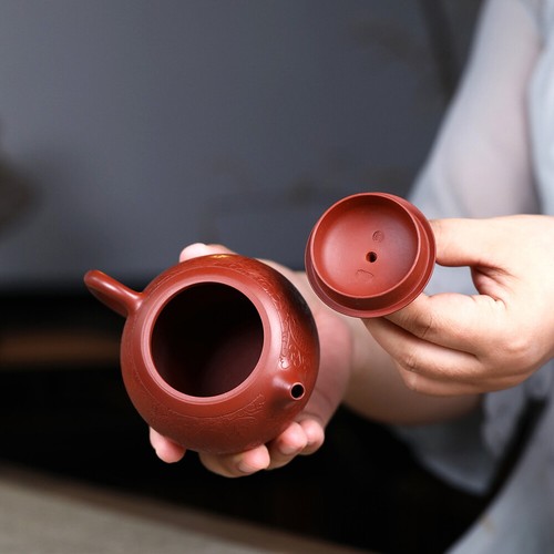 Full Handmade Tea Pot Dragon Carved Embossed Marked Xishi Pot Real Yixing Zisha - Picture 4 of 10