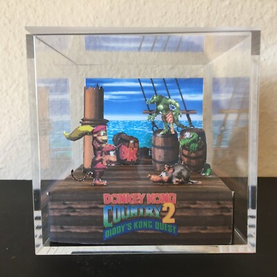 Donkey Kong Country 2 Handmade 3D Diorama Cube