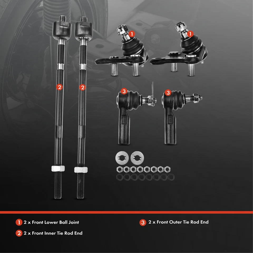 6x Inner & Outer Tie Rod End Front Lower Ball Joint for Toyota Celica 1990-1993 - Image 2 of 4