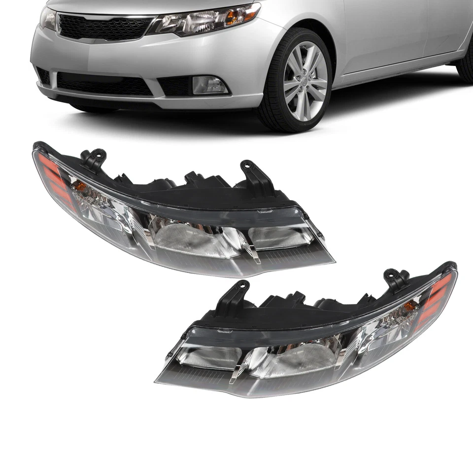 Pair Halogen Headlamps Black For 2010 2011 2012 2013 Kia Forte Headlights Set Foto 2 de 4