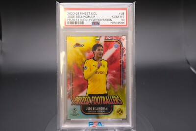 2020-21 Topps Finest UCL - Jude Bellingham Prized Foot. Fusion Yell. Red  PSA 10