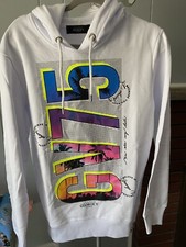 Avenue George V Paris NWT SZ L White GV Colorful Hoodie Sweatshirt Rhinestone