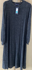 M & S Women's Knitted Long Sleeve Swing / Flared Skater Mid/Maxi Dress  Size M