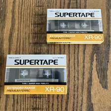 2 Vintage Realistic Supertape XR-90 Blank Audio Cassette Tape 44-922 New Sealed