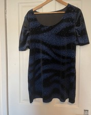 Glitzy Glam Zebra Print Unusual Velour Feel Ladies Top Cruise Party Size 20