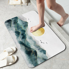 Mountain with Sun Fast Drying Absorbent Bathroom Mat, Non-Slip Rubber Backing Th