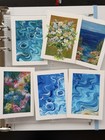 ACEO Original Acrylic Art Card - Sea Ocean Abstract Water Waves - wonky.kt — photo 2