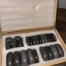 28 Pcs Natural Basalt Hot Stone Massage Set w/ Wood Case Spa Therapy Volcanic