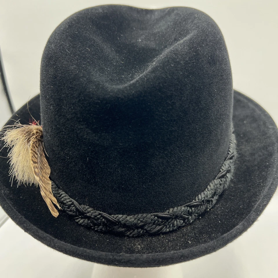 "Sombrero Fedora 100 % fieltro negro vintage Dobbs Fifth Avenue para hombre talla 7 1/4""" Foto 3 de 4