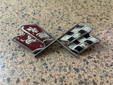 Metal 1969 - 1973 Corvette Fuel Gas Door Lid Emblem Cross Flags Badge C3
