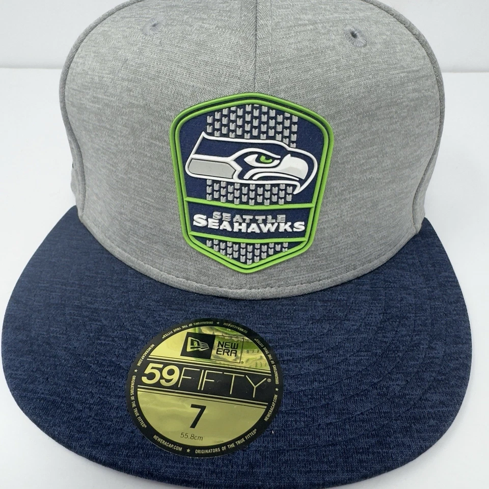 Gorra New Era 59Fifty Seattle Seahawks Adulto Ajustada Gris Azul Verde Talla 7 NUEVA Foto 2 de 4