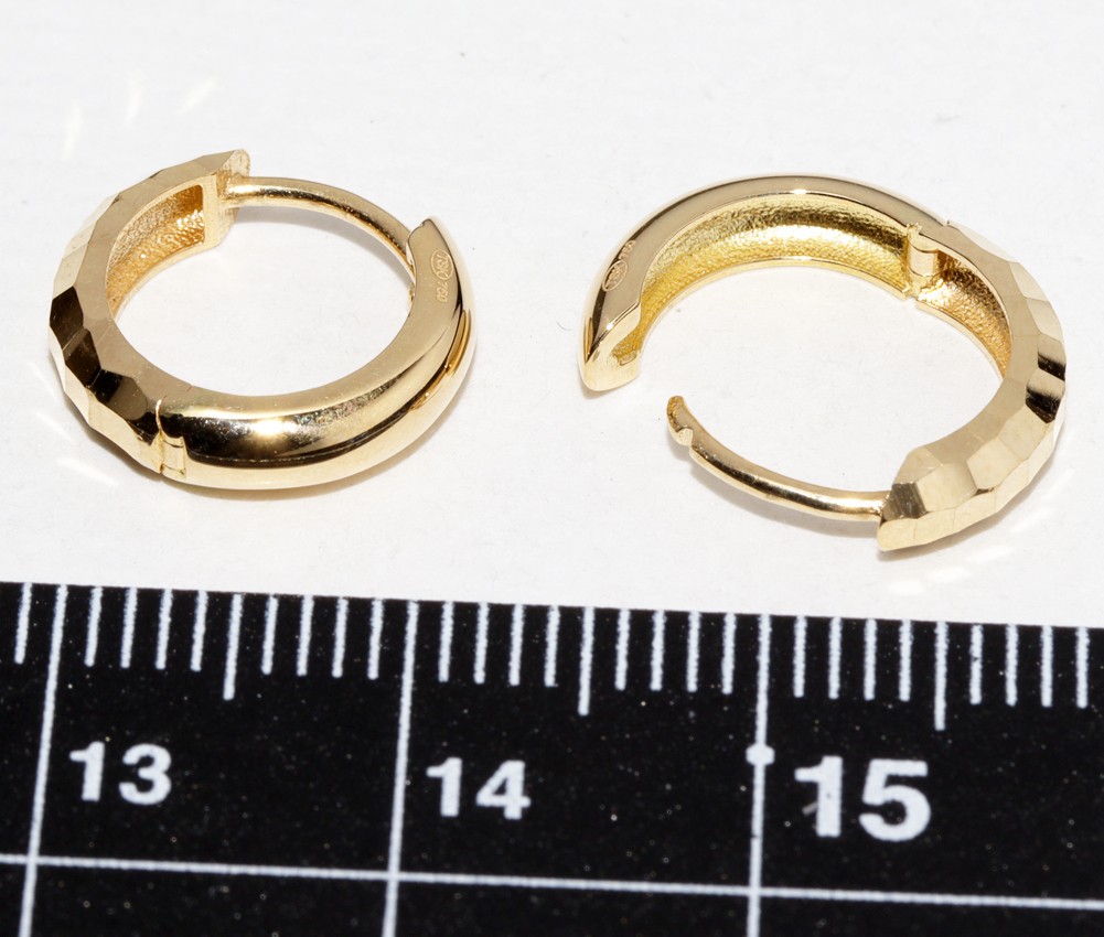 K18YG Gold Hoop Earrings, 12.5mm Diameter, Yellow Gold Pierced #M-10985 image 3