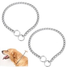 Silver Chain Collar for Medium Dogs, 2Pack Martingale Choke Collar S