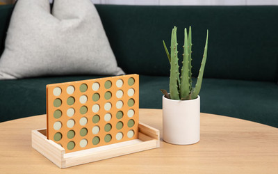 Wooden 4 in a Row Game | Classic Travel Board Game | Family & Coffee Table Decor