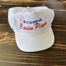 Vintage Carnival Cruise Casino White SnapBack Hat One Size Rope Souvenir 90s 80s
