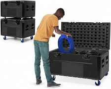 2pcs ATA Road Case W/ Wheel Stackable Flight Case for DJ Waterproof Cable Trunk