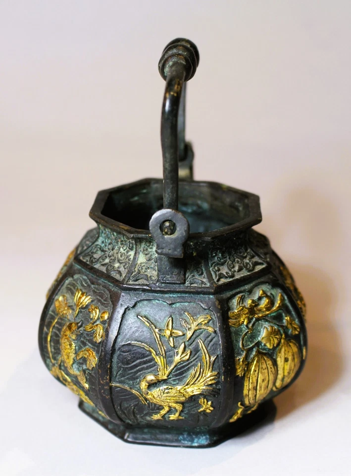 Bronze Mixed Metal (Gold) Small Hot Water Kettle c.1890 (Honorific Kangxi Mark) - Image 3 of 4