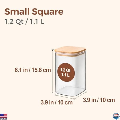 Glass Storage Containers Set of 6, 1.2 QT Clear Jars with Lids for Pantry - Bild 2 von 6