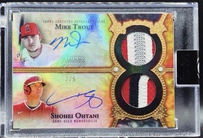2022 Shohei Ohtani Mike Trout Topps Dynasty Dual Patch Auto #/5