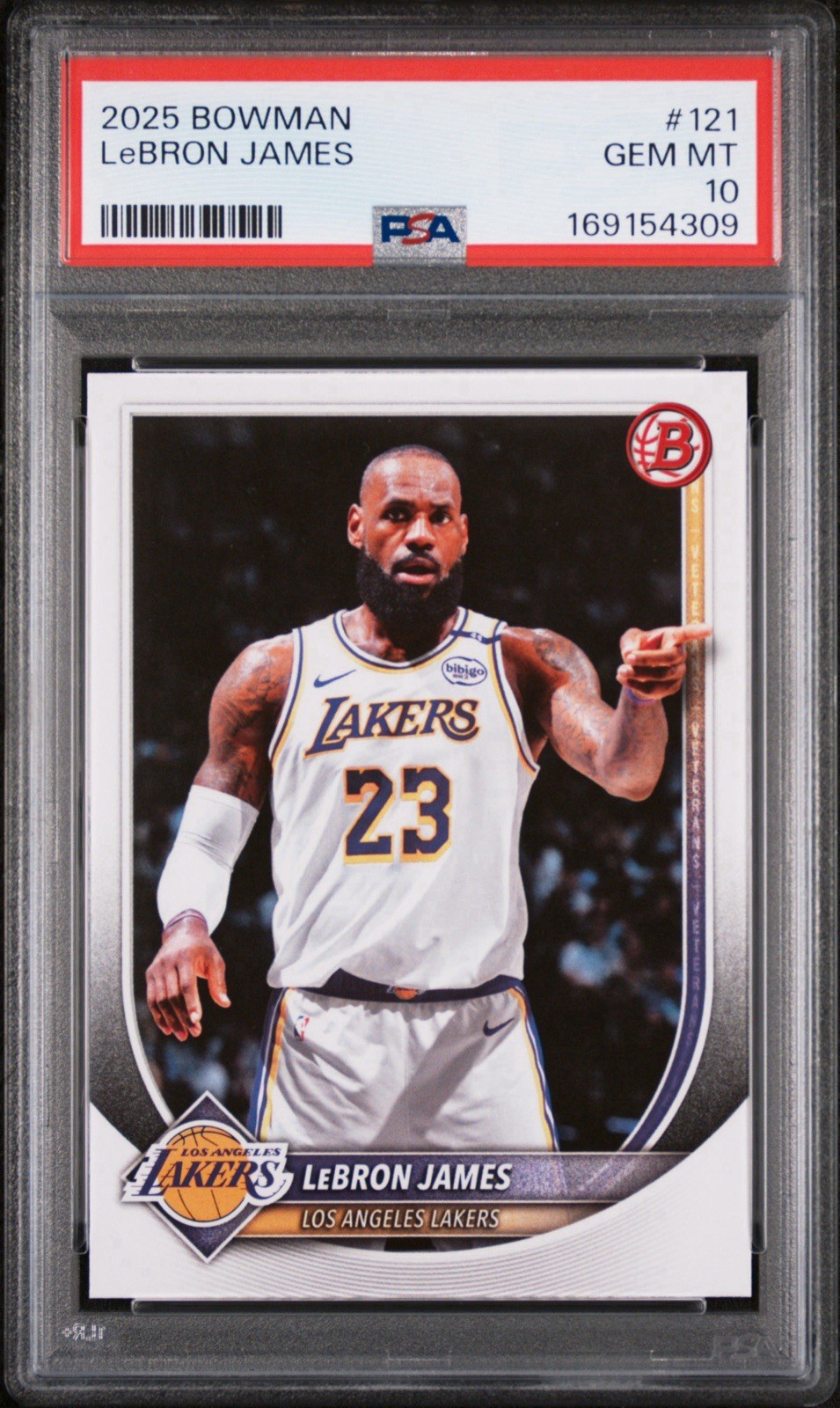 2025 BOWMAN 121 LeBRON JAMES PSA 10 - Los Angeles Lakers