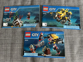 LEGO CITY Deep Sea Submarine 60092 & Starter Set 60091 Complete Builds, No Figs