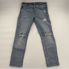 7 For All Mankind Jeans Womens 28 Blue Josefina Skinny Boyfriend Distressed USA