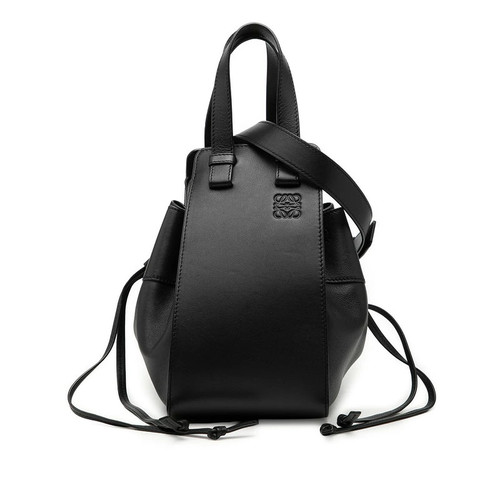 Loewe Anagram Hammock Small Handbag Shoulder Bag Drawstring 2WAY Black Leather W