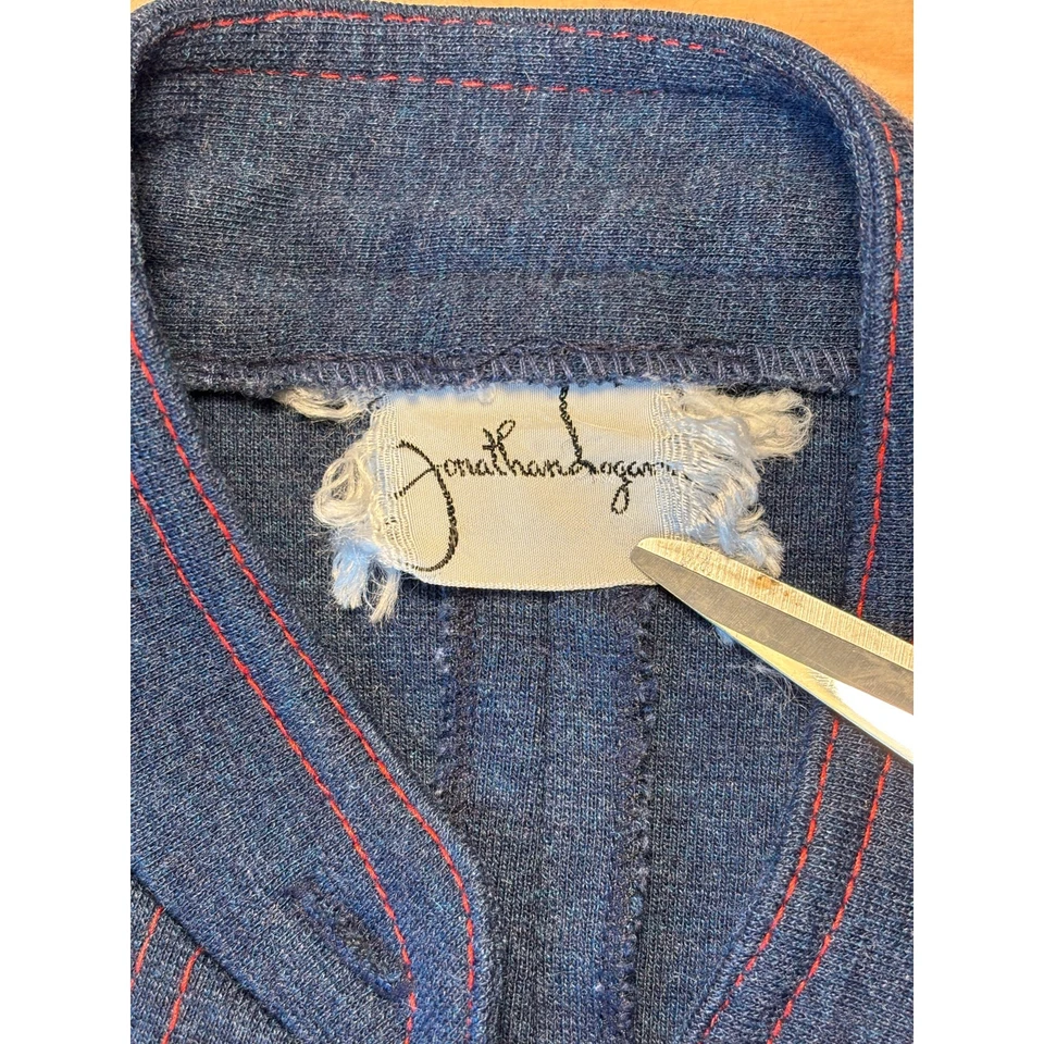 Vestido Vintage Jonathan Logan Denim Color Tejido Borde Rojo Talla S | Cintura 27" Foto 3 de 4