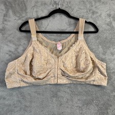 Comfort Choice Bra Womens 54B Beige Front Close Wireless Posture Support Floral