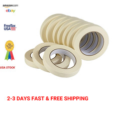 Masking Tape 10 Pack Beige White 0.75 Inch x 55 Yards Light Duty Painter's Tape