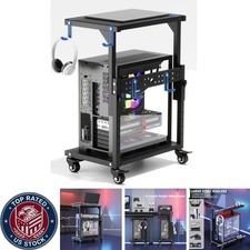 Height Adjustable PC Tower Stand, 2-Tier Roll...